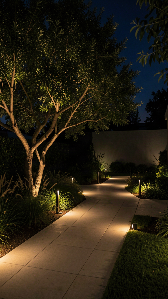 Garden lighting at night