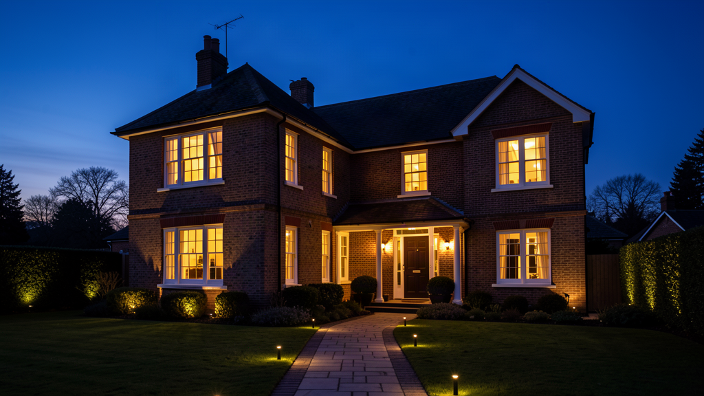 Residential house at dusk